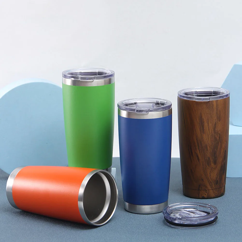 

Stainless Steel Vacuum Tumbler Lightweight Wood Grain Cup Travel Mug Coffee Insulated Multifunctional Bottle for Home
