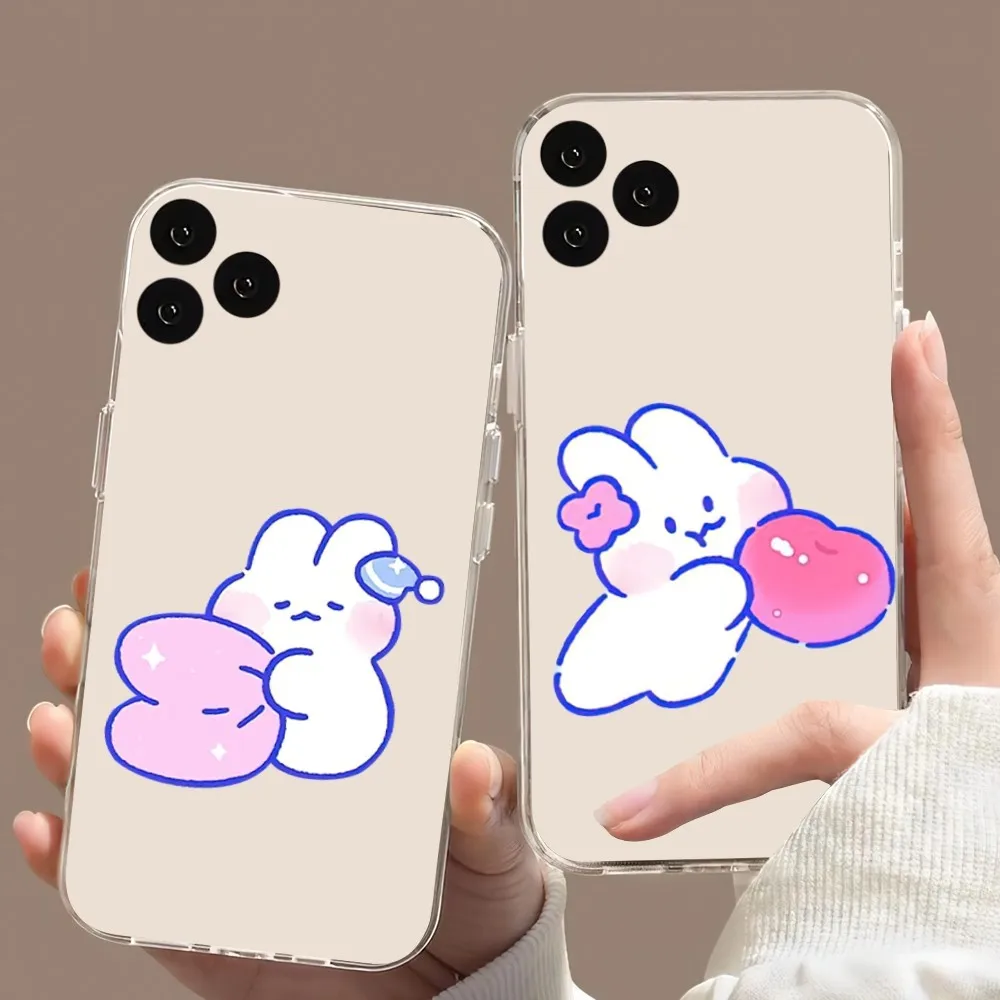 

Cartoon Rabbit Cute Phone Case For Samsung Galaxy S22 S23 S30 Note Plus 20 10 Lite FE ULTRA Transparent Cover