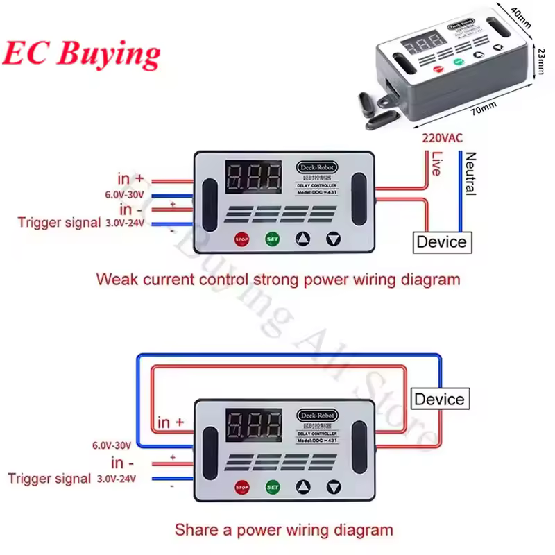 DC 5V-30V duální MOS časové zpoždění relé s vysokou úrovní spouště LED digitální displej časovač cyklu zpoždění spínač obvod 12V 24V 0-999