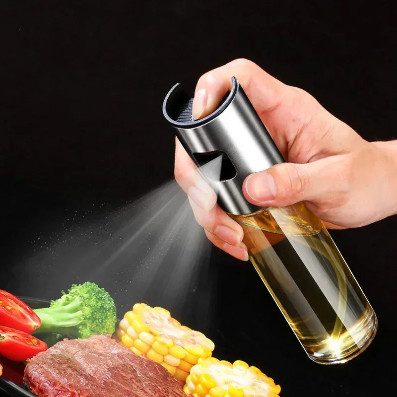 100ML Olive Oil Sprayerl, Stainless Steel Spray Bottle Spray, Kitchen Cooking Oil Spray, Glass Oil Can