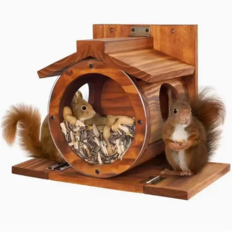 Outdoor wooden squirrel feeder wall mounted hanging pet dining table