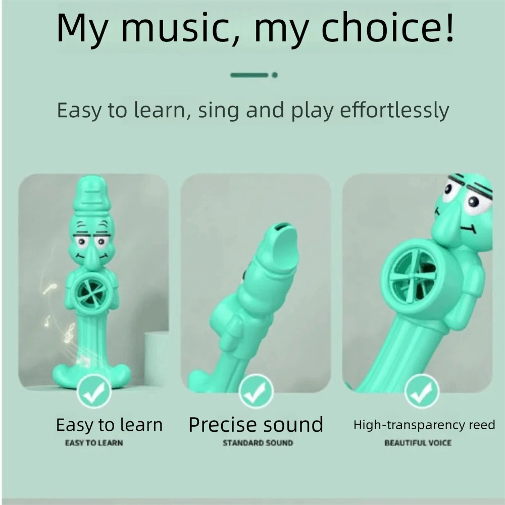 Octopus Shape Kazoo Flute With Lanyard Reusable Musical Whistle Toy Portable Plastic Musical Instruments for Musical Lovers