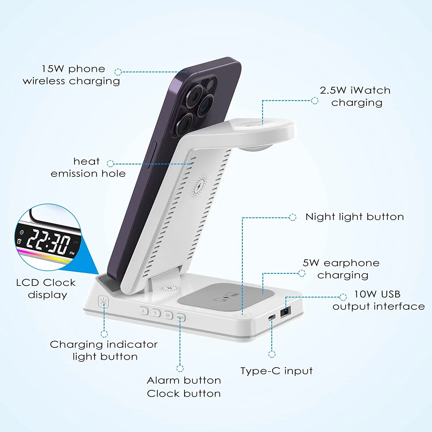 Wireless Charger for Multiple Apple Devices 3 in 1 Wireless Charging Station Dock for iPhone 14 13 12 Watch 8 7 6 SE AirPods Pro