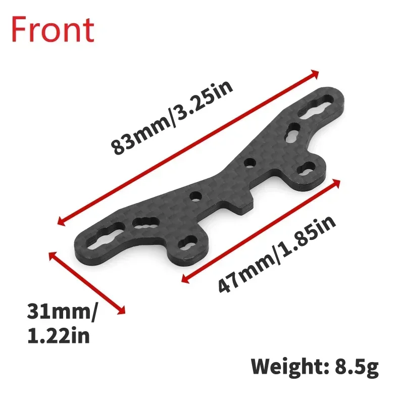 Serat karbon depan dan belakang Shock Tower Plate untuk Tamiya TT02S TT02SR TT-02 type-s 1/10 RC suku cadang Upgrade mobil