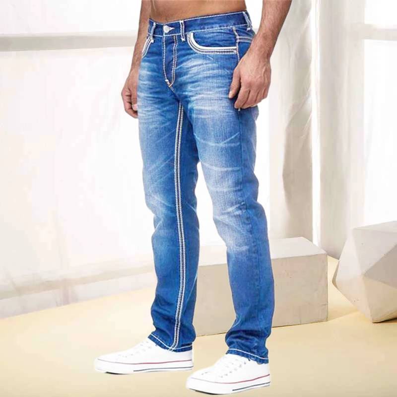 Pantalones vaqueros ajustados negros para hombre, ropa de calle masculina, pantalones casuales de negocios diarios, Pantalones rectos elásticos con