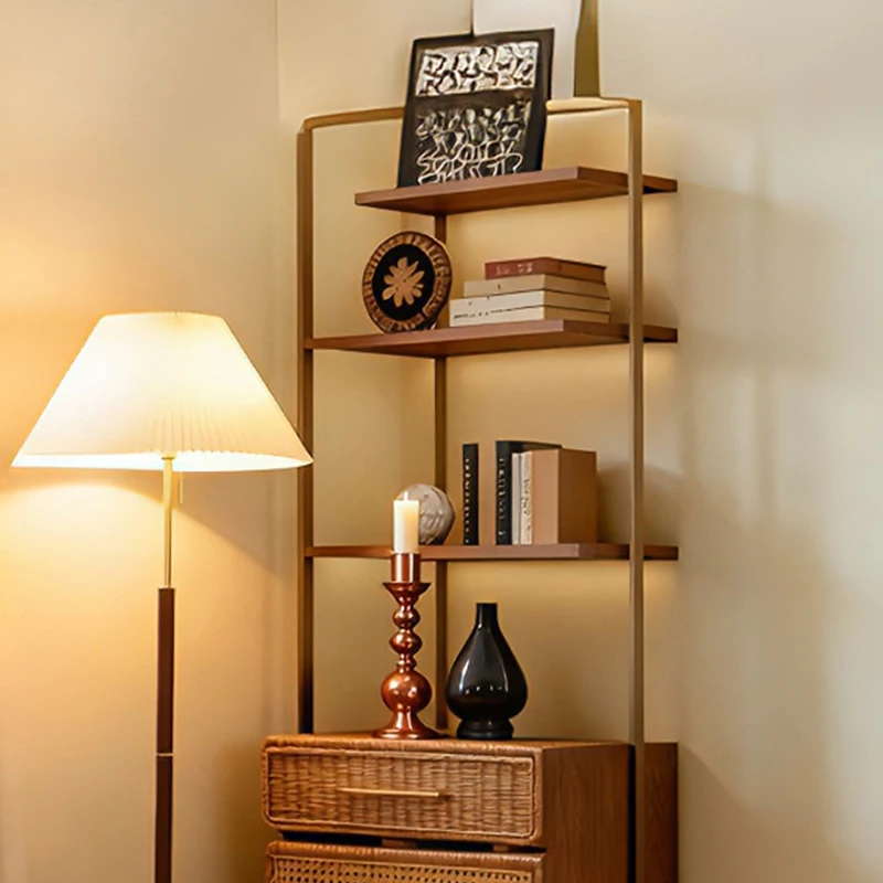 LH Solid Wood Bookshelf Simple Light Luxury Shelf Modern Multifunctional Decoration Cabinet