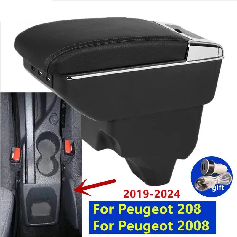 Für Peugeot 208 Armlehnenbox Für Peugeot 2008 Autoarmlehne 2019-2024 Aufbewahrungsbox Nachrüstteile Innendetails Autozubehör