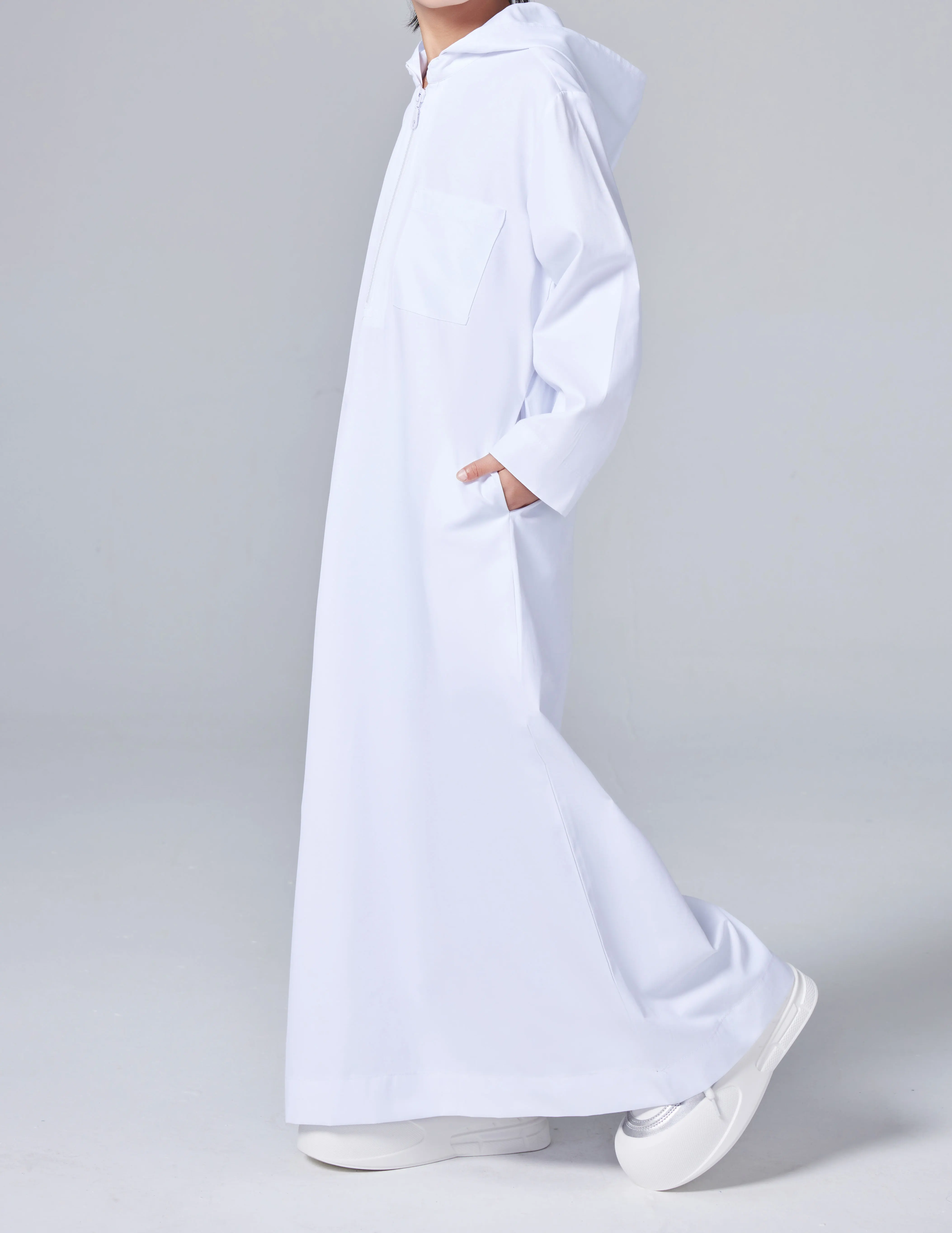 Bata árabe de manga larga de Ramadán para niños, Túnica árabe de Dubái, estilo étnico informal musulmán, ropa Thobe Abaya de manga larga