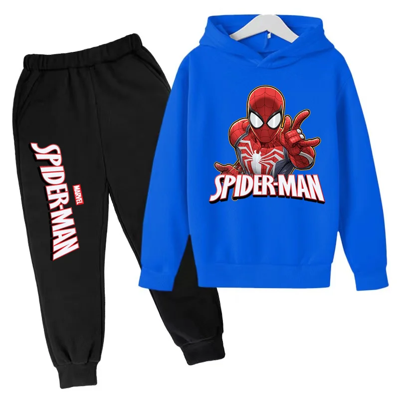 Kids Hoodie Pullover Anime Spider Print Boys Girls Toddler 3-12Y Sweatshirt Top+Pants 2P Charming Coat Sport Jogging Casual Suit