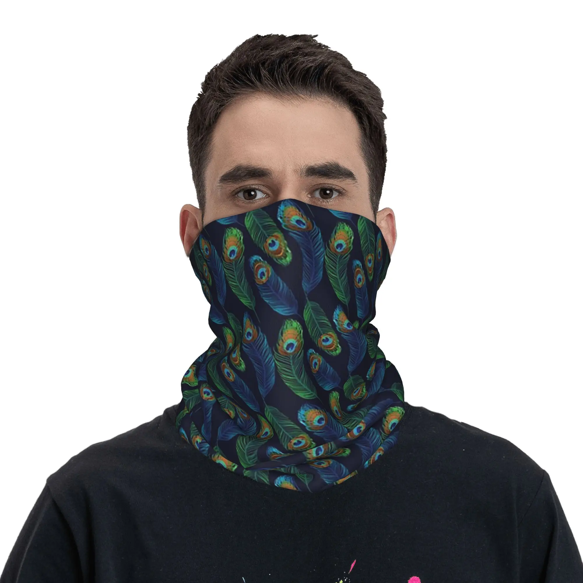 Peacock Eye Bandana Neck Gaiter Printed Mask Scarf Warm Headwear Running Unisex Adult