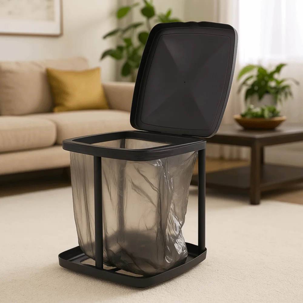 Retractable Foldable Trash Bag Holder Portable Plastic Bracket Rubbish Bin Stand with Lid Telescopic Waste Storage Frame Kitchen
