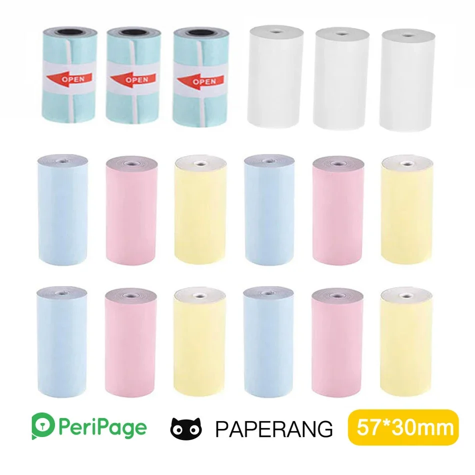 

6 Rolls Color Paper Self-adhesive for Mini Thermal Printer PeriPage Photo Printer Paper White Color Sticker Blank Label Paper