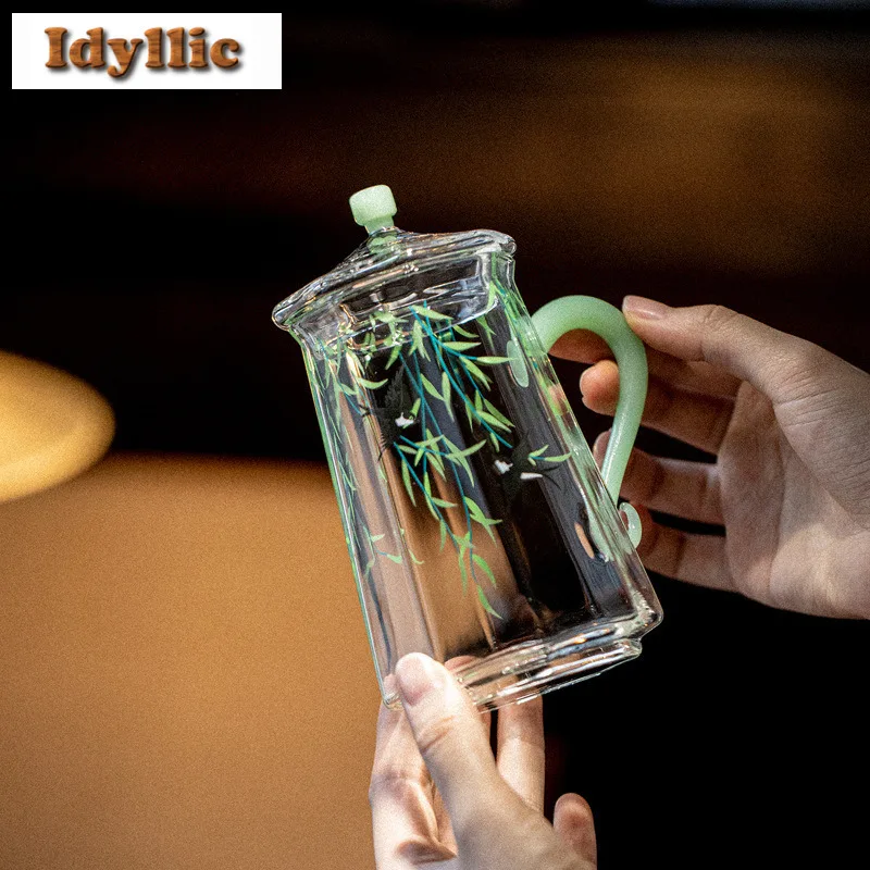 

380ml Glass Willow Swallow Coffee Mug Latte Cereal Mug Afternoon Tea Mug Beverage Bottle Master Office Water Cup Teaware Craft