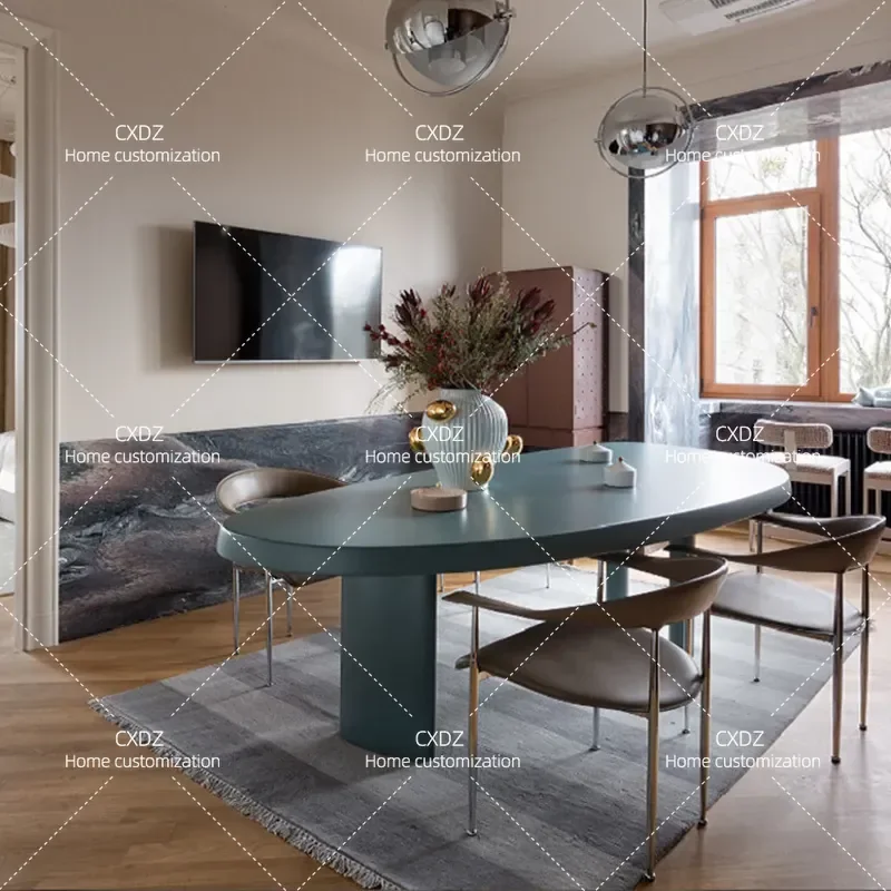 Solid Wood Oval Dining Table Simple Log Long Computer Desk Office Conference Meeting Table Modern Furniture Home