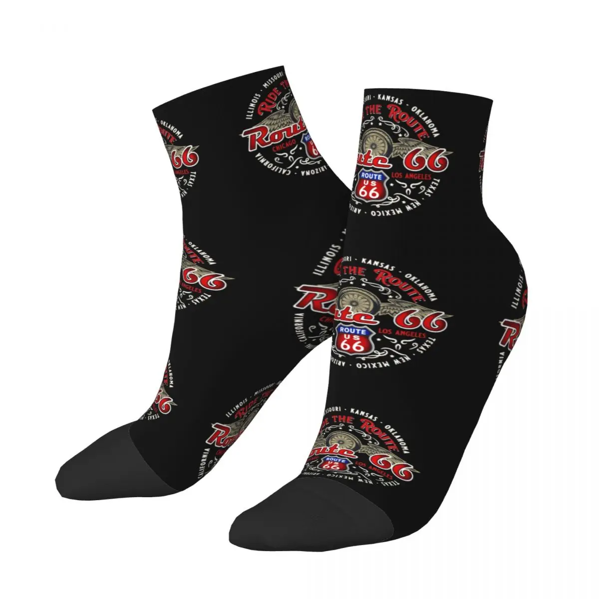 Harajuku Read The Route 66 Motorcyle Bikers Socks Men Women Warm 3D Print USA Highways Football Sports Socks