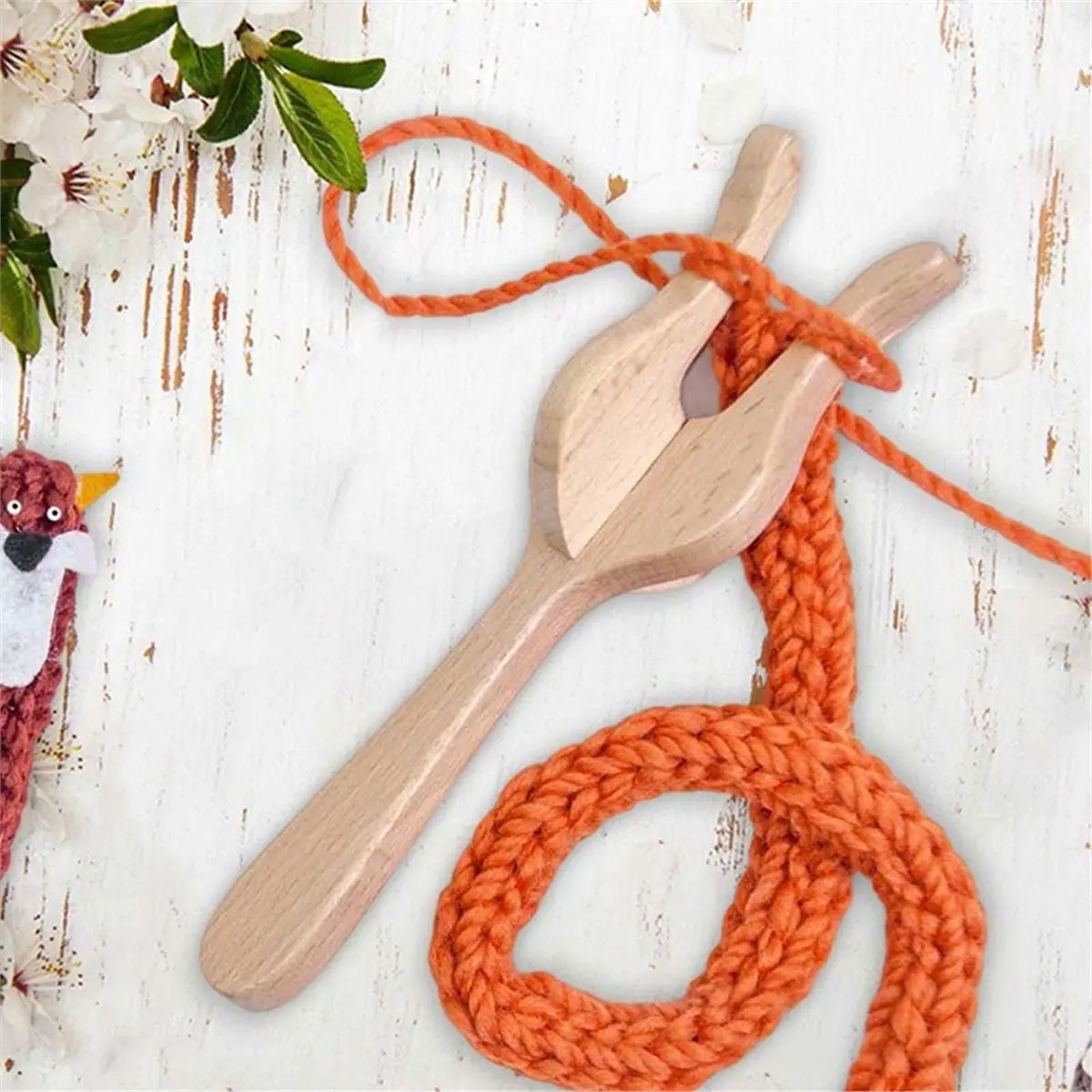 DIY Weaving Tools Set: Wooden Knitting Fork and Lucet Fork for Crafting Braided Cords