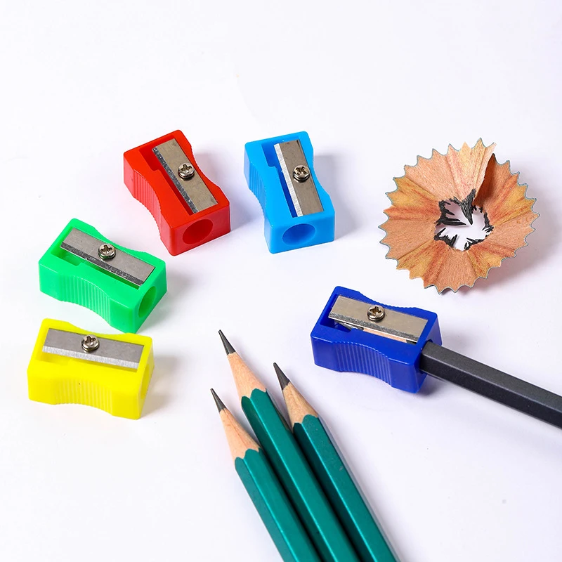 20Pcs Portable Simple Mini Colored Single Hole Rectangular Plastic Pencil Sharpener Student Children Stationery School Supplie