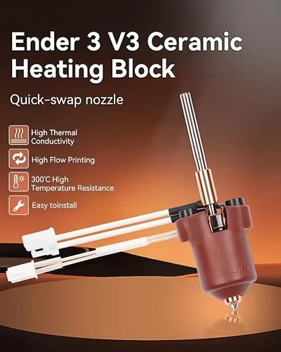 Imagen 2 del producto Kit de bloque calefactor cerámico Creality Ender 3 V3 Plus/3 V3, 300 ° C Alta temperatura y 600 mm/s Impresión de alta velocidad Hotend rápido de 60 W