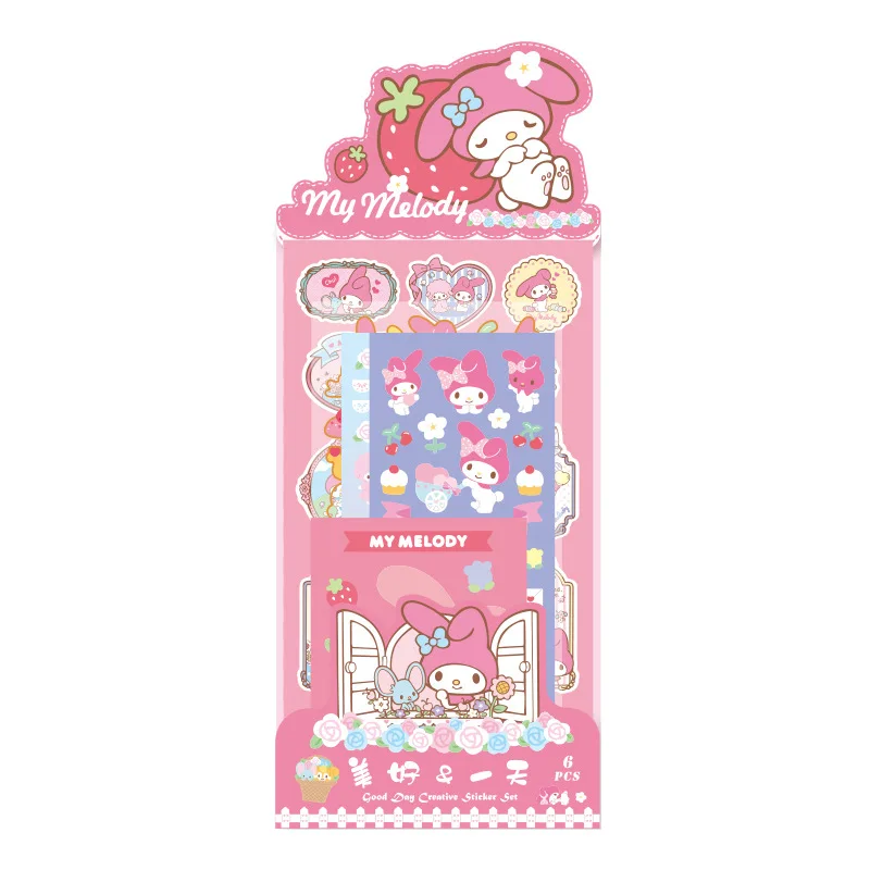 5 Sheets/Set Kawaii Sanrio Stationery Sticker Cartoon Animation Paper Sticker Set DIY Handbook Guka Decoration Material Stickers
