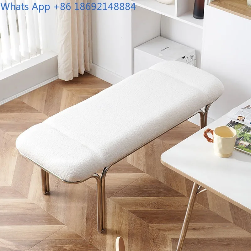 Home Italian Style Light Luxury Shoe Changing Bench  Nordic Minimalist Stainless Steel Ins Long  Entrance Bench