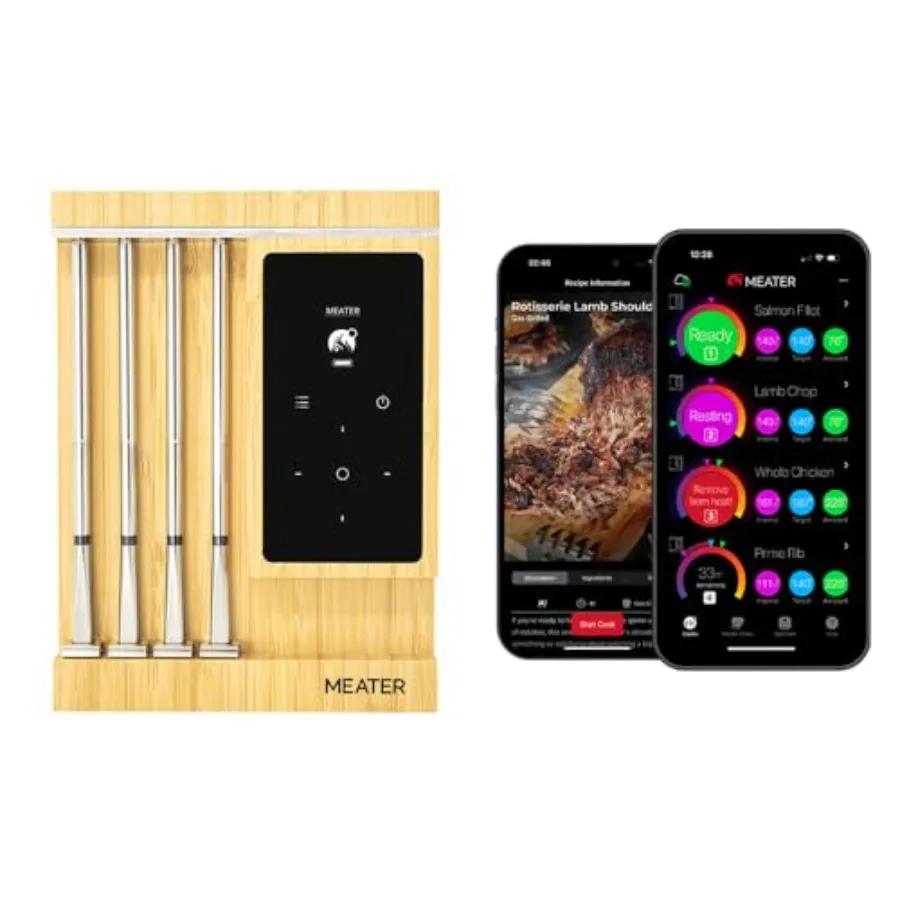 

Pro XL: Беспроводной умный термометр для мяса с 4 многодатчиковыми зондами, Bluetooth, Wi-Fi, термостойкость до 1000°F, сертифицированная точность для барбекю