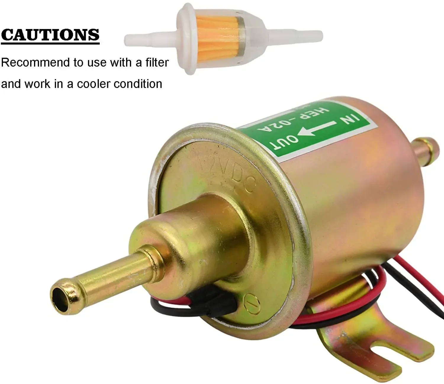 ชุดปั๊มน้ำมันเชื้อเพลิงไฟฟ้าแรงดันต่ำแบบอินไลน์ 12V รุ่น E8012S FD0002 P60430 EP12S ทนทาน พร้อมสายส่งน้ำมันเชื้อเพลิงยาว 2 เมตร ตัวกรองน้ำมันเชื้อเพลิง ตัวหนีบท่อ สีทอง