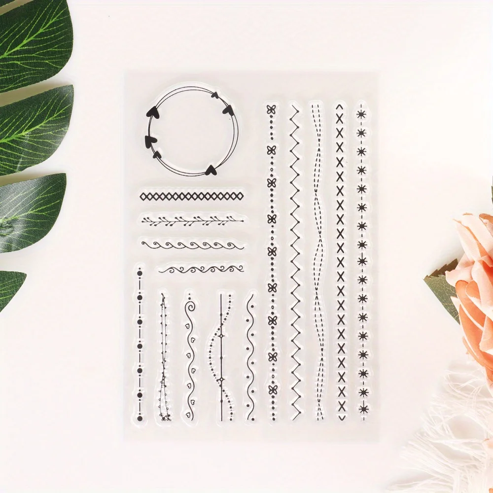 Line/Heart/Circle Vintage Clear Stamps for Scrapbooking Material Decoration Handbook Planner Junk Journal Transparent Seal Stamp