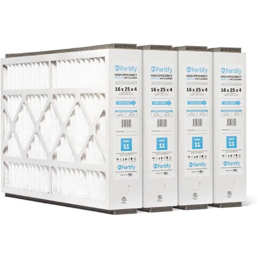 

MERV 11 Compatible 16x25x4 Replacement Filter for AprilAire 410 413 Whole House Air Cleaners 4-Pack White High Efficiency Air F