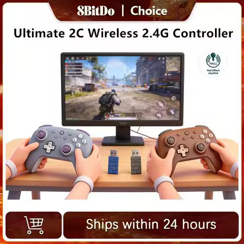 8BitDo New Ultimate 2C Wireless 2.4G Gaming Controller with Hall Effect Joystick for PC Steam Deck Raspberry Pi Android