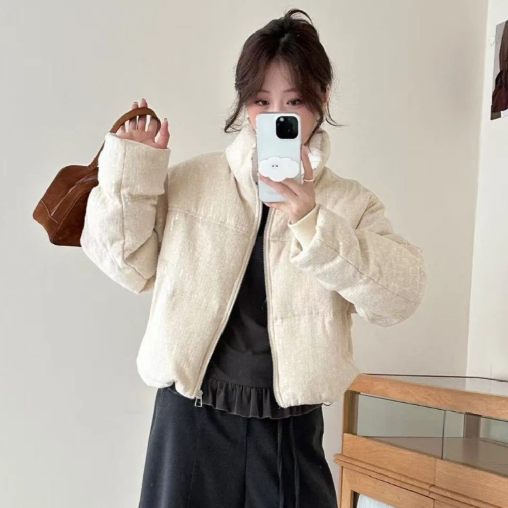 2026 New Autumn Winter Sequined Clothes  Women  Fashion Warm Zipper Puffer Jacket   Female Luxury Sparkly Duck Down Coat