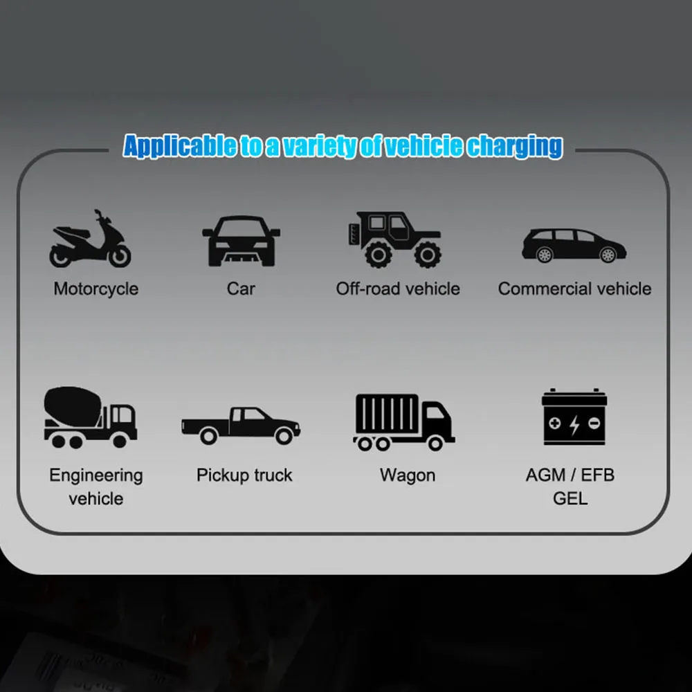 Ręczna ładowarka 12V-24V do akumulatorów AGM GEL SLA LiFePO4 Smart Battey 7-stopniowa ładowarka samochodowa do akumulatorów motocyklowych