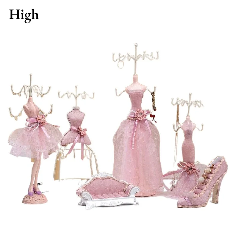 Creative Jewelry Rack Model Dress High-heeled Shoes Earring Necklace Ring Jewelry Holder Stand Display Organizer Jewelry Gift