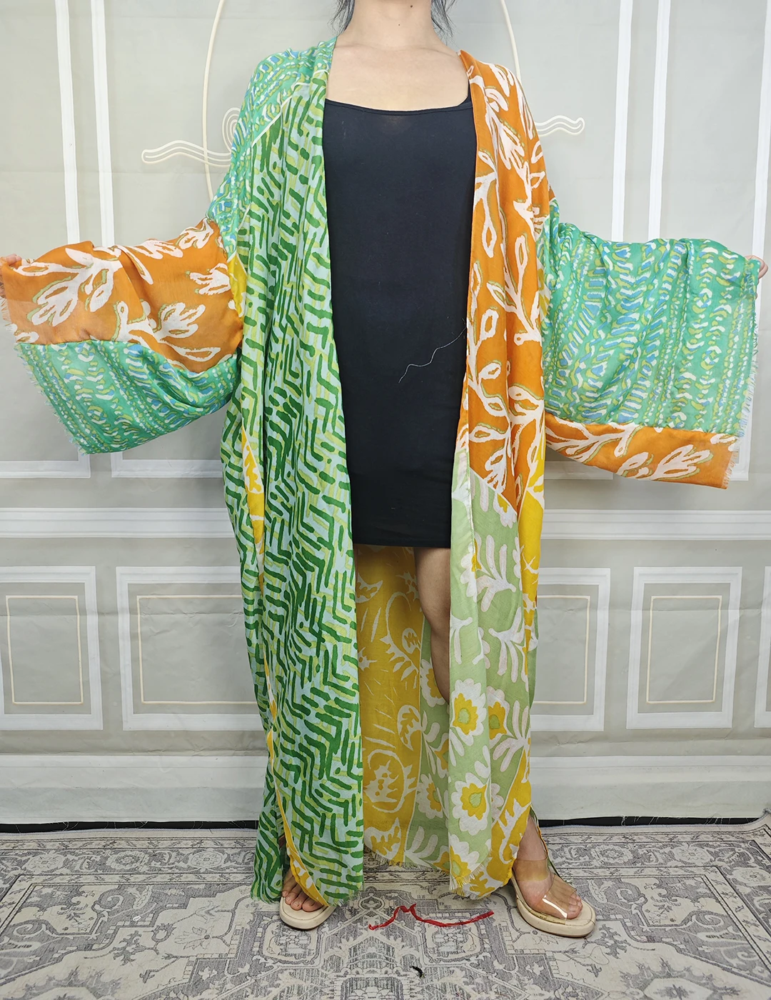 

Summer Elegant Beach Swimwear Cover Up,Plus Size Bohemian Printed Maxi Kimonos Bikini Clothes African Muslim Streetwear