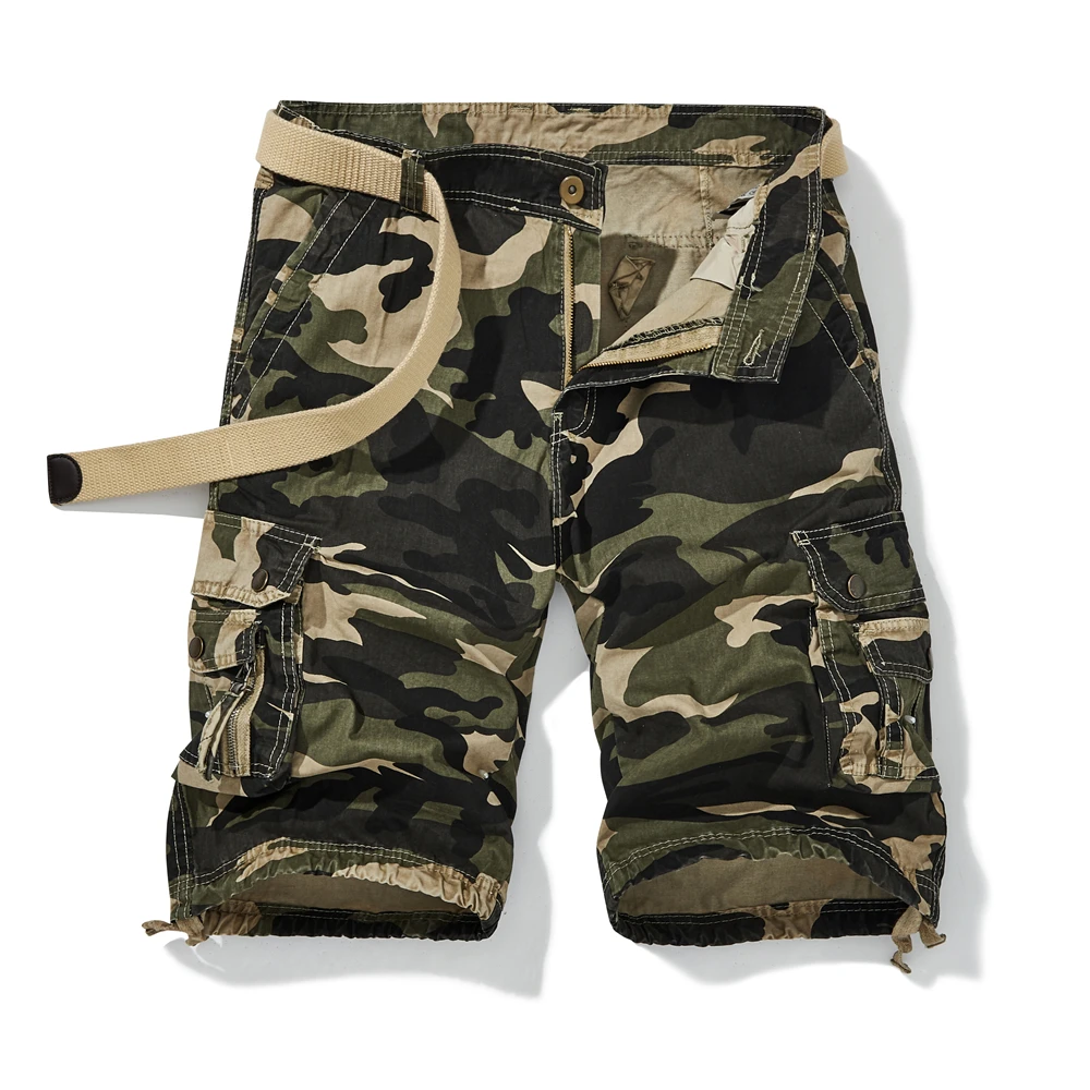 

Cargo Shorts Men's Fashion Summer Knee Length Shorts Cotton Multi-pocket Camouflage Shorts Male Military Loose Breathable Short