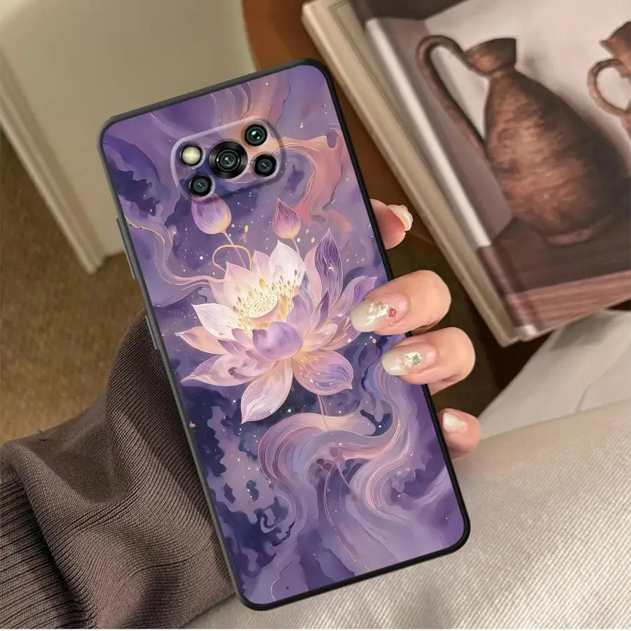 Artistic Lotus Funda Phone Cover Case for Xiaomi Poco F8 C61 X3 X4 X5 X7 Pro M5 C75 C50 F1 M3 M4 M7 F3 C71