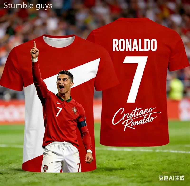 Men's #7 Ronaldo T-shirt Quick Dry Breathable For Outdoor Summer Football Sports Kids Boys Clothes