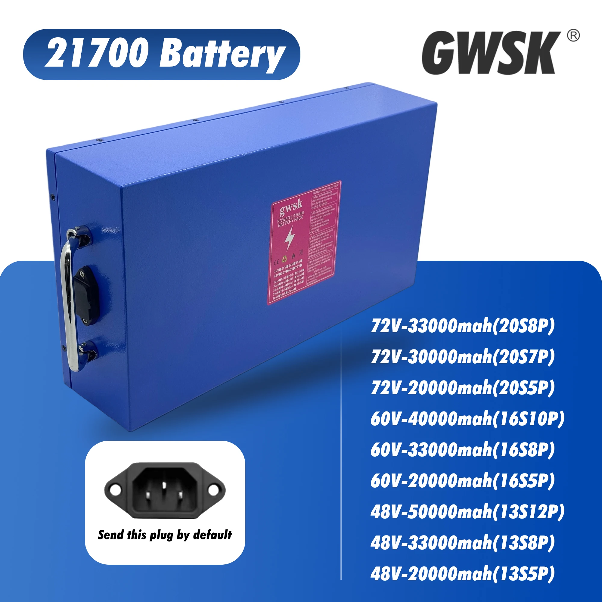 

Air transportation, 21700 lithium batteries in stock, brand new full capacity 72V/60V/48V, built-in BMS, application 500W-3000W
