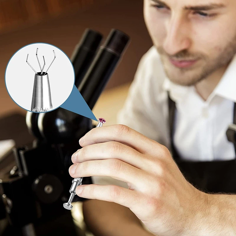 Strumento di raccolta a 4 artigli in acciaio inossidabile da 3 pezzi, pinza a 4 punte per chip IC, componenti elettronici, argento