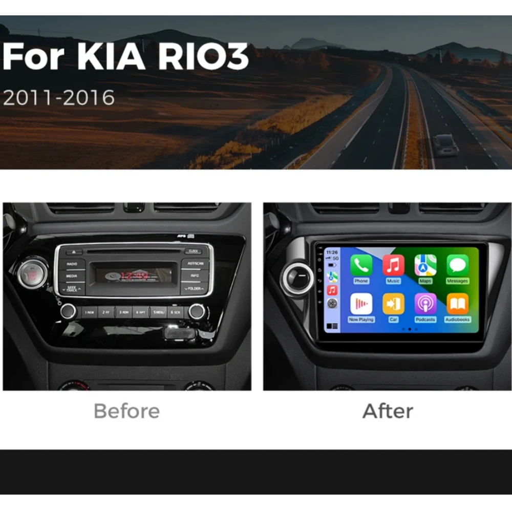 Android 14 Auto Radio Multimedia-Player Für KIA RIO 3 2010-2016 RIO 3 Carplay Android Auto Radio 4G Navigation GPS RDS DSP WIFI