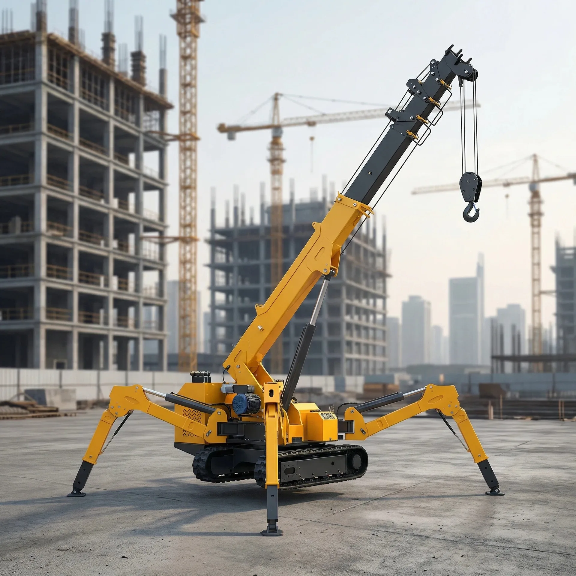 1/2/3/5/6Ton Mini Crawler Spider Crane with Telescopic Boom and Wireless Remote Control for Narrow Indoor Lifting Work