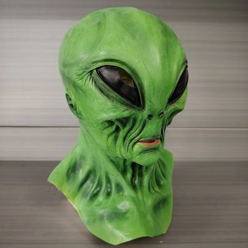 Gorro con máscara de látex alienígena, disfraz de horror de Halloween y vacaciones divertidas, cosplay, sala de escape, casa embrujada