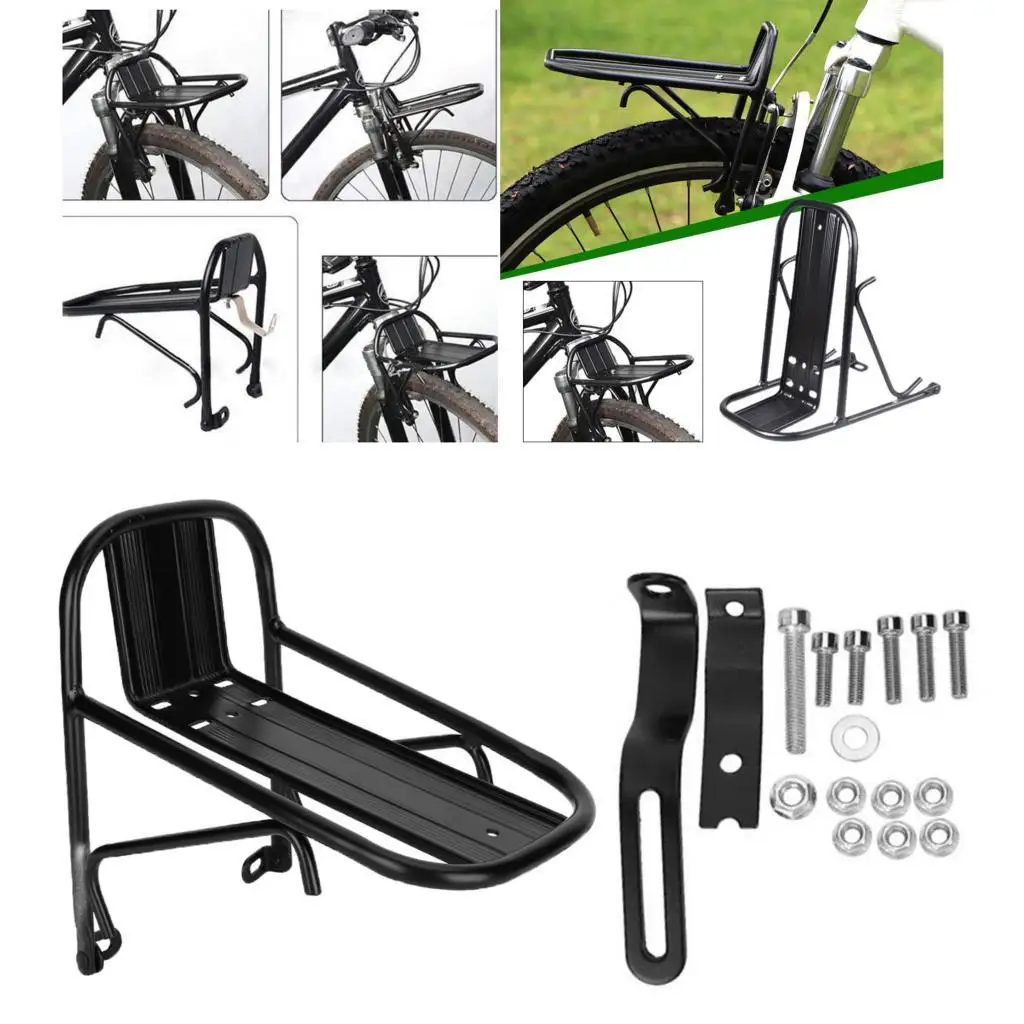 Bike Front Carrier Rack Sturdy Aluminum Alloy Storage Shelf Cargo Bracket for Bicycles Road Mountain Electric Bikes