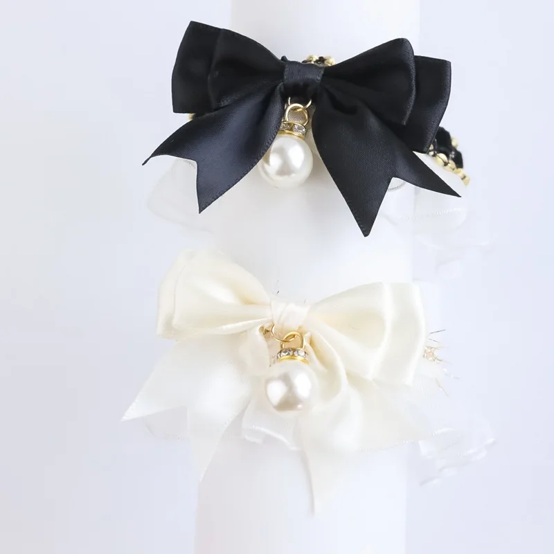 Pet Dog Cat Collar Cute Lace Bow Cat Collar Adjustable Cat Necklace Jewelry Sweet Neck Decorative Pet Accessories Pet Supplies