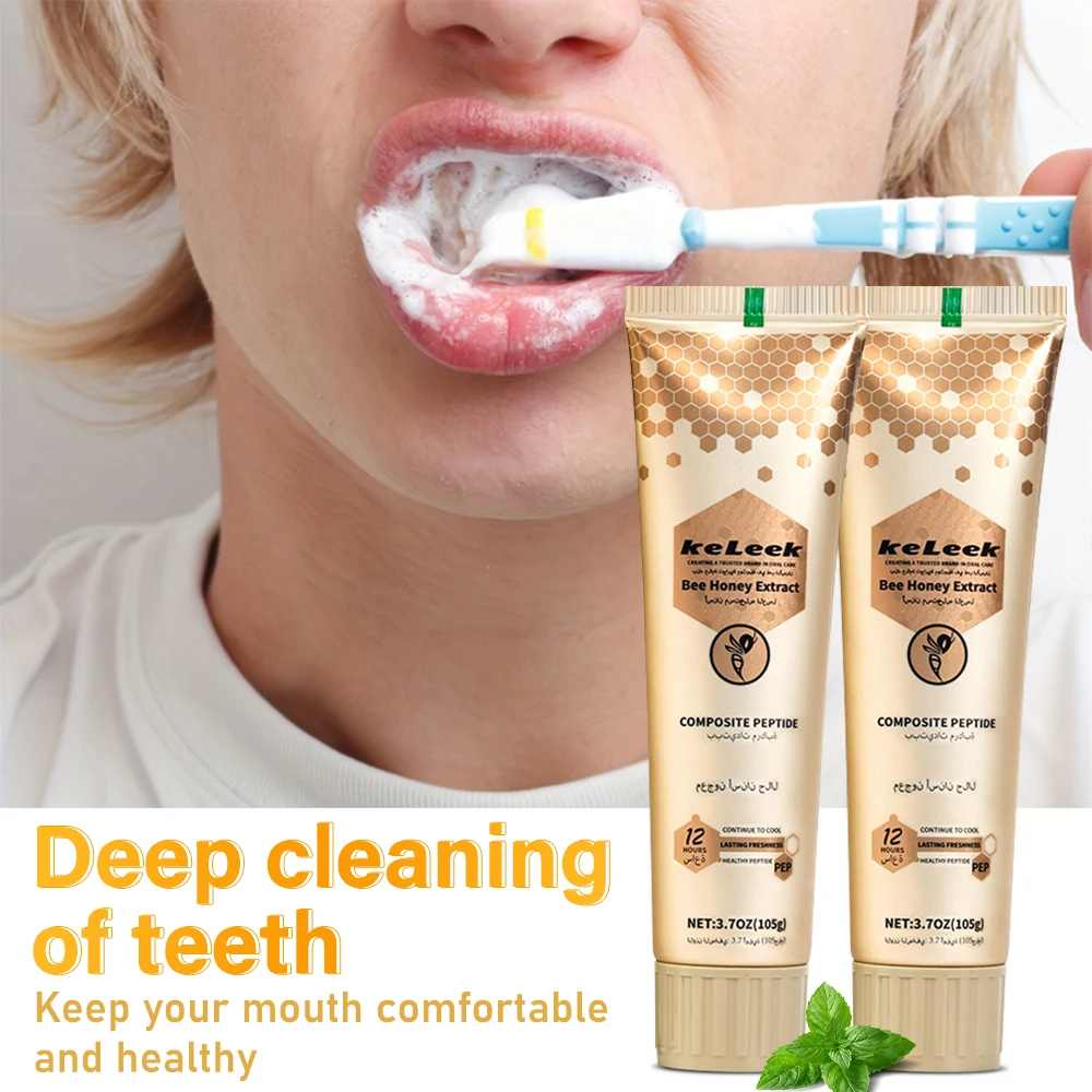 Dental cleaning toothpaste Gingivitis repair Whitening Toothpaste cavity refreshing breath Bee Honey Extract keleek 105g