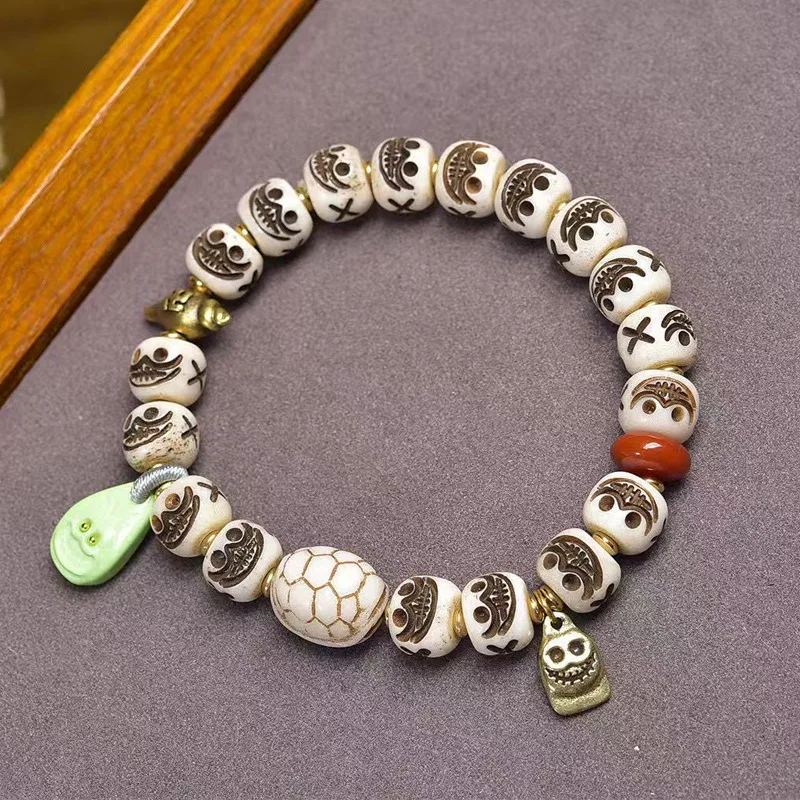 

Backflow Adai Cultural Single Circle Agate Turquoise Yak Bone Three-Way Accessory Bracelet