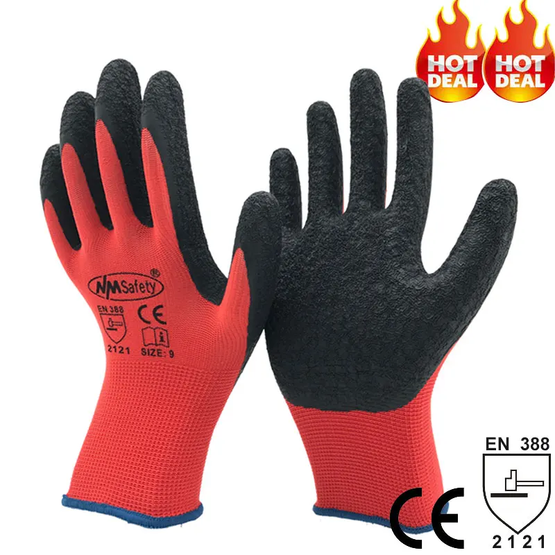 12 piezas/6 pares de guantes de trabajo de jardín para mujer o hombre con palma de poliéster recubierta de látex guante protector de seguridad para