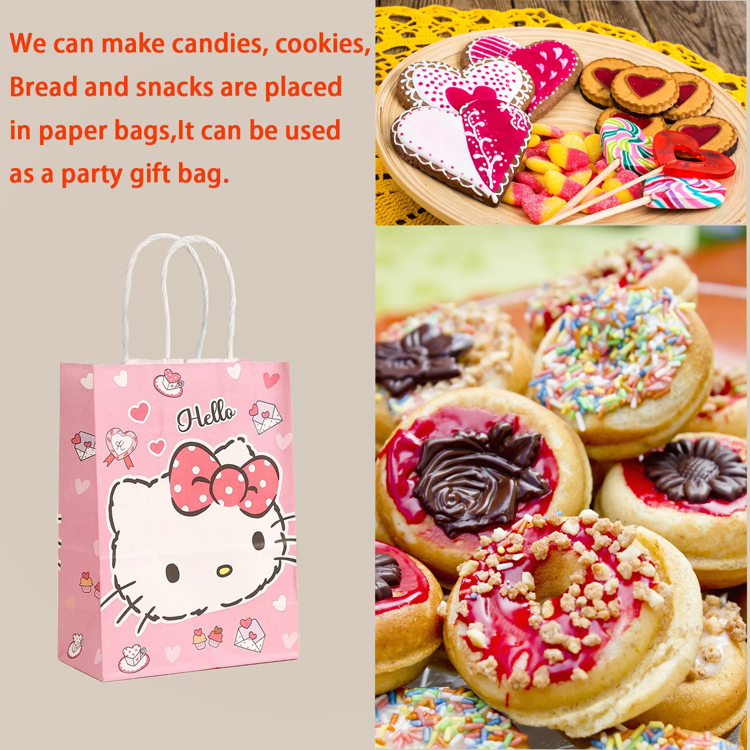 Hello Kitty kraftpapier draagtas Verjaardag Decor Cinnamoroll Candy Bag Kuromi Goody Biscuit Pakket Meisjes Gunsten Kerstcadeau