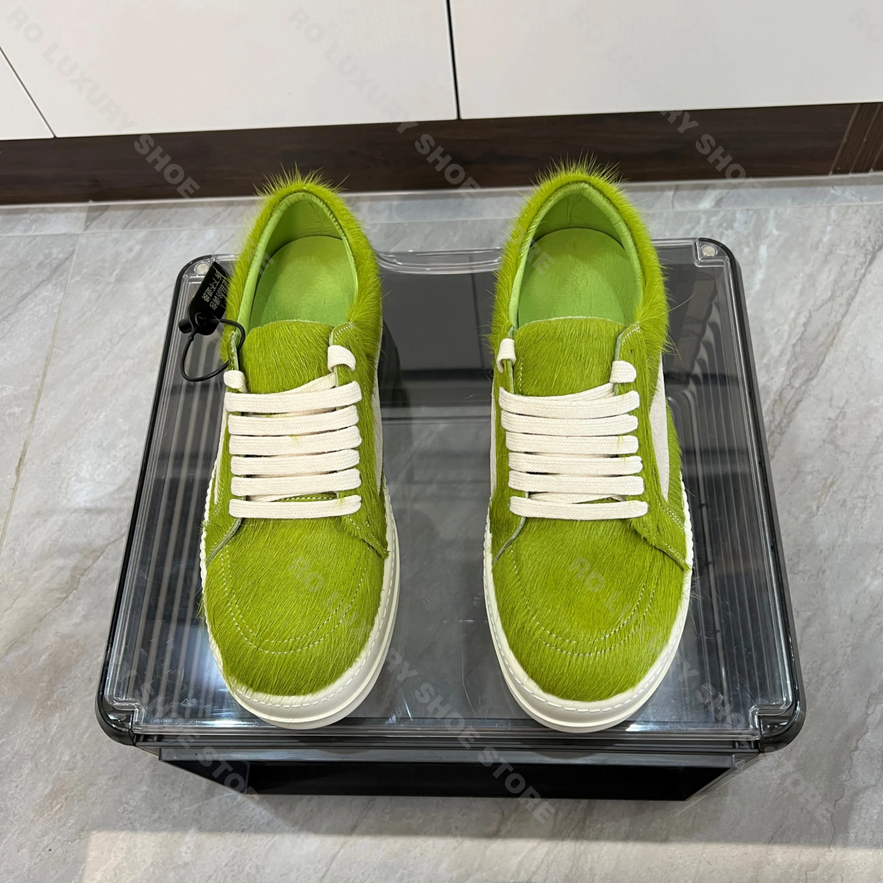 Brand Casual Men Shoe Horsehair Women Sneaker Green Gothic Low Top Laces New Fashion Designer Punk Outdoor Flat Shoe For Autumn