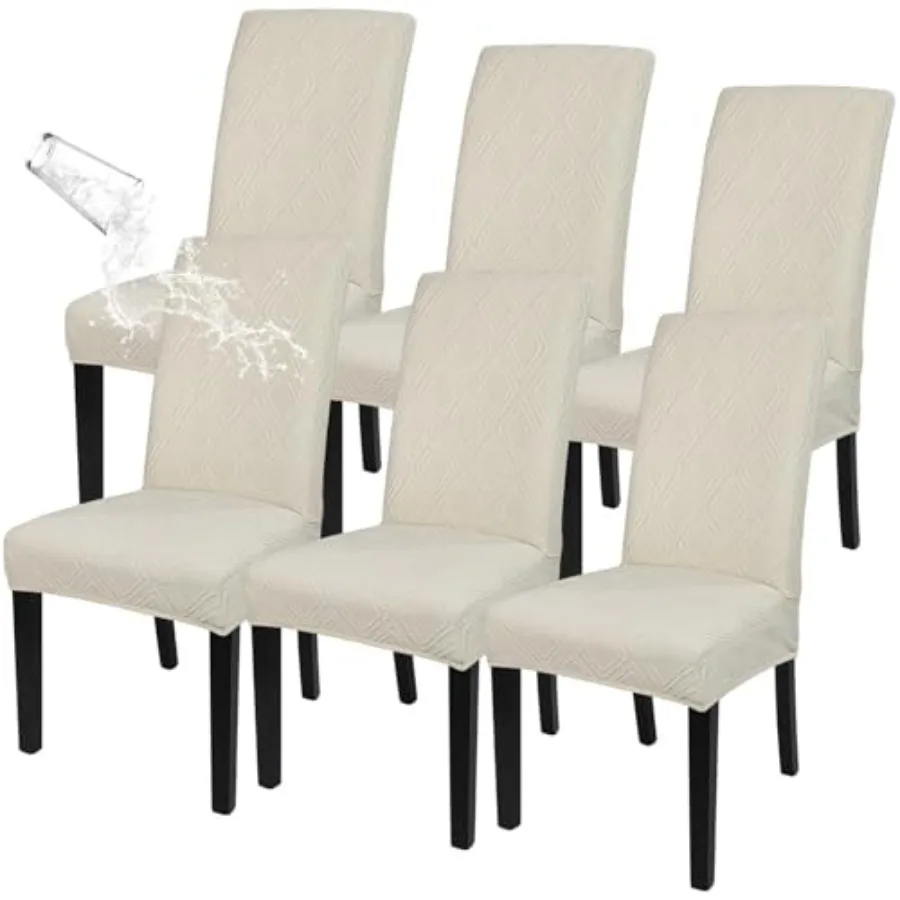 

Водонепроницаемые чехлы для стульев в столовую, набор из 6 штук, эластичные чехлы для стульев Parsons, съемные, моющиеся, защитные чехлы для кухонных стульев