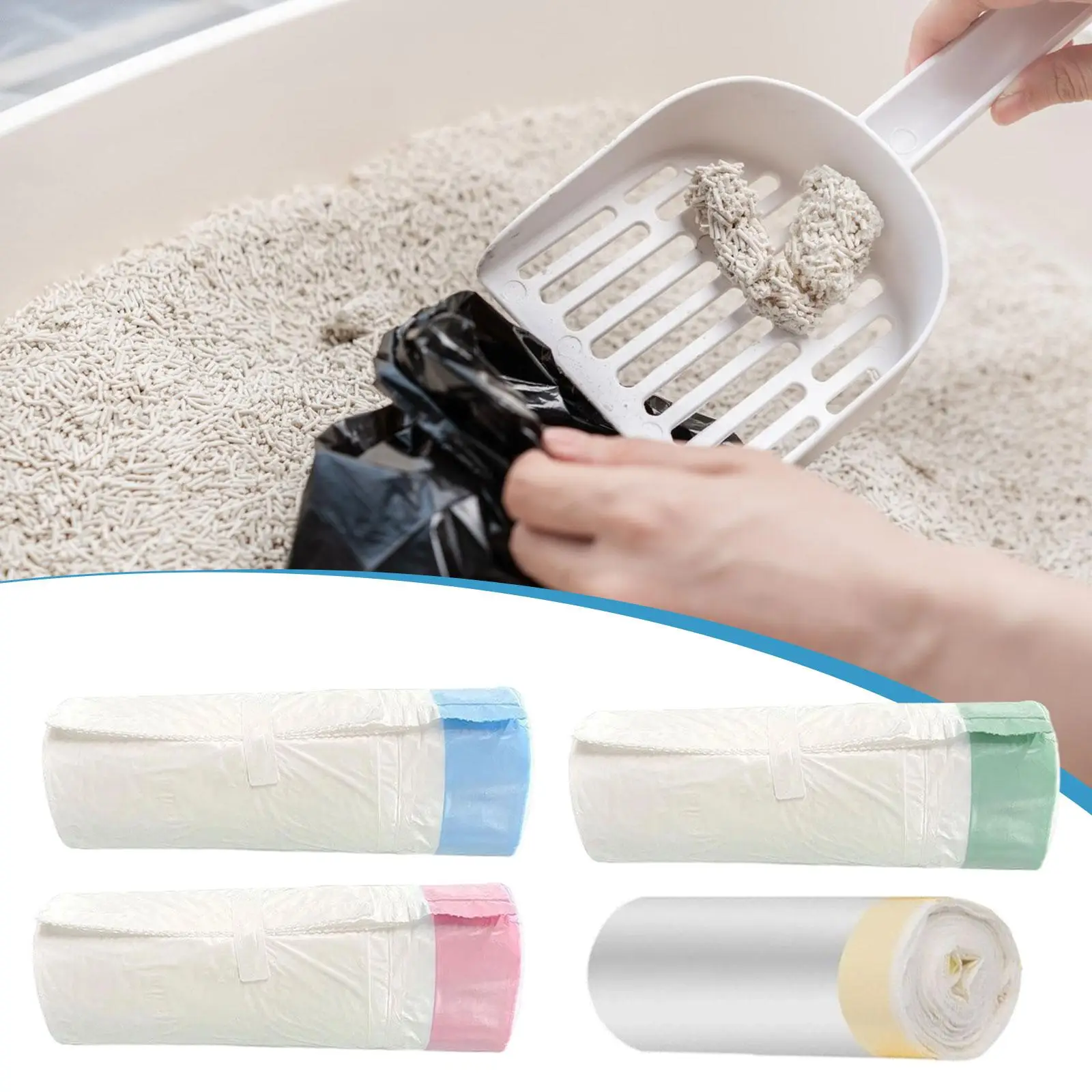 Durable Cat Litter Box Liners Heavy Duty Waste Bags with Drawstring for Automatic Cat Litter Cabinet Cleaning Solution